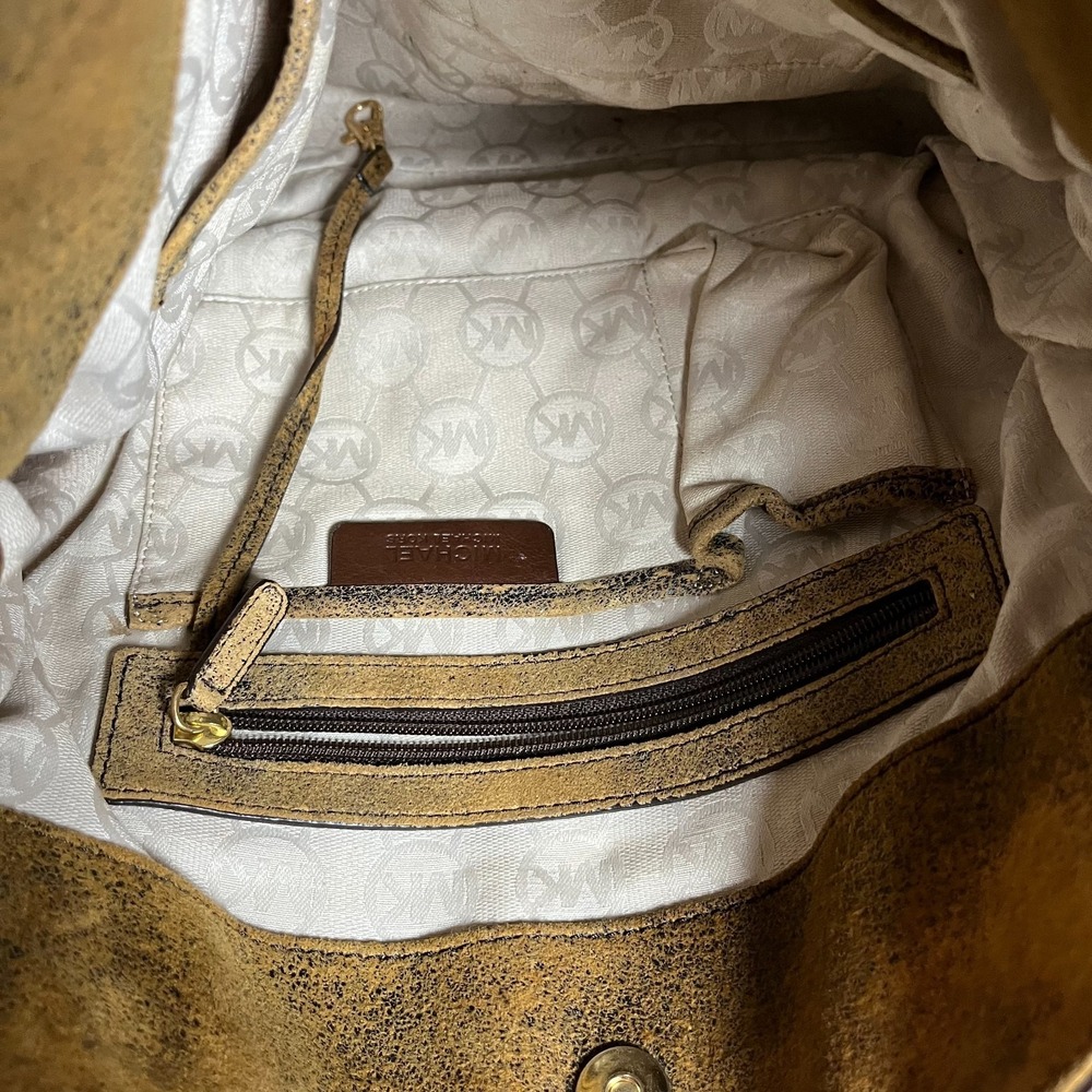 Michael Kors East West Hampton Tote Bag MK Signature Canvas Brown Shoulder Bag - Picture 9 of 10